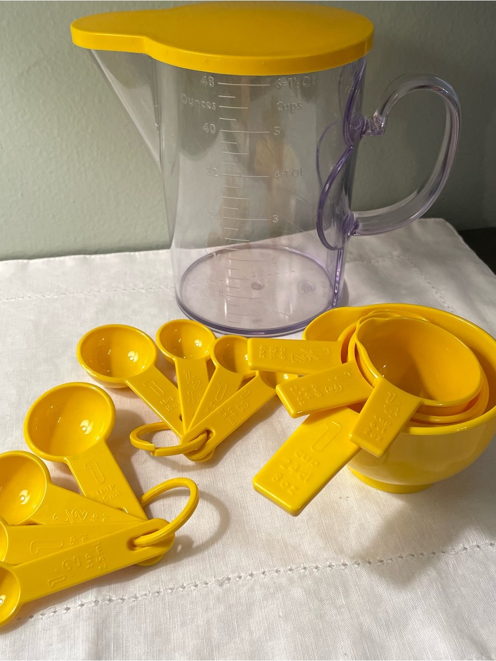 Vintage Dansk Measuring Set 4 Measuring Cups 4 Measuring Spoons Pitcher w/ Lid